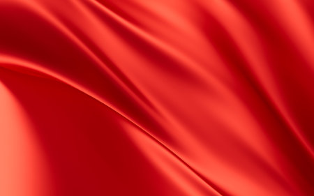 Abstract red fabric silk texture background, 3d rendering. Digital drawing.の写真素材