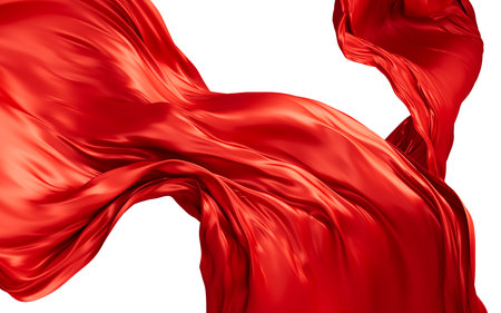 Red silk fabric, red cloth material flying in the wind , 3d rendering. Digital drawing.の写真素材