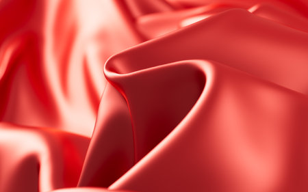 Abstract red fabric silk texture background, 3d rendering. Digital drawing.の写真素材