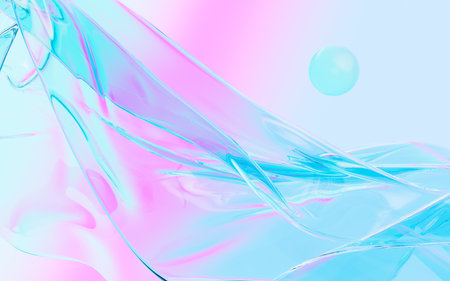Abstract flowing transparent glass background, 3d rendering. Digital drawing.の写真素材