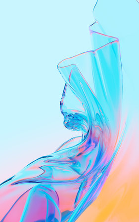 Abstract flowing transparent glass background, 3d rendering. Digital drawing.の写真素材