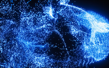 Abstract glowing particles, 3d rendering. Digital drawing.の写真素材