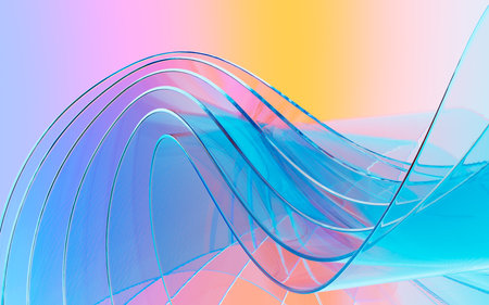Abstract flowing transparent glass background, 3d rendering. Digital drawing.