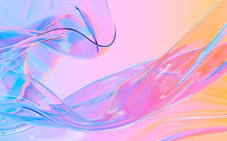 Abstract flowing transparent glass background, 3d rendering. Digital drawing.の写真素材