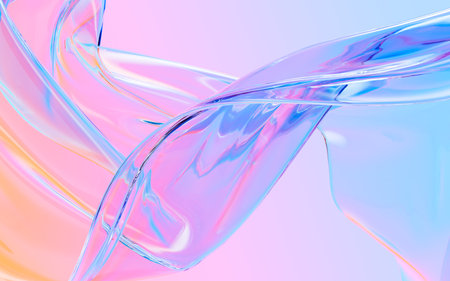 Abstract flowing transparent glass background, 3d rendering. Digital drawing.の写真素材
