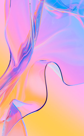 Abstract flowing transparent glass background, 3d rendering. Digital drawing.の写真素材