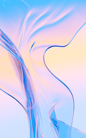 Abstract flowing transparent glass background, 3d rendering. Digital drawing.の写真素材