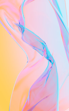 Abstract flowing transparent glass background, 3d rendering. Digital drawing.の写真素材