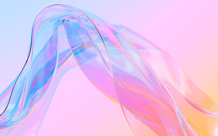 Abstract flowing transparent glass background, 3d rendering. Digital drawing.の写真素材