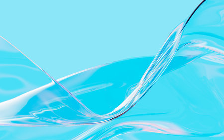 Abstract flowing transparent glass background, 3d rendering. Digital drawing.の写真素材