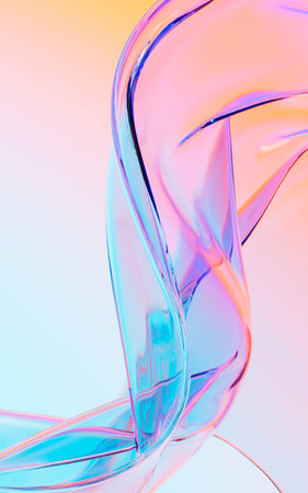 Abstract flowing transparent glass background, 3d rendering. Digital drawing.の写真素材