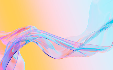 Abstract flowing transparent glass background, 3d rendering. Digital drawing.の写真素材