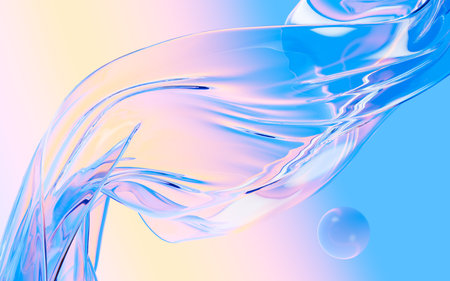 Abstract flowing transparent glass background, 3d rendering. Digital drawing.の写真素材