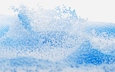 Abstract splash particles and balls, 3d rendering. Digital drawing.の写真素材