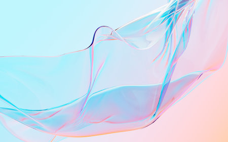 Abstract flowing transparent glass background, 3d rendering. Digital drawing.の写真素材