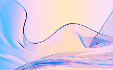 Abstract flowing transparent glass background, 3d rendering. Digital drawing.の写真素材