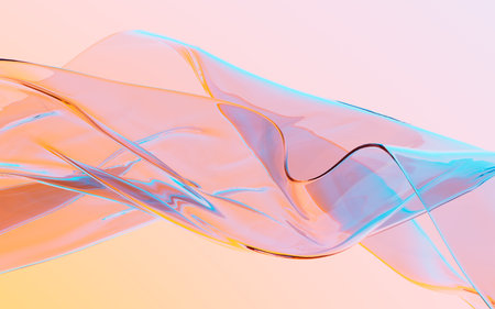 Abstract flowing transparent glass background, 3d rendering. Digital drawing.の写真素材