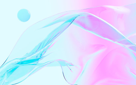 Abstract flowing transparent glass background, 3d rendering. Digital drawing.の写真素材