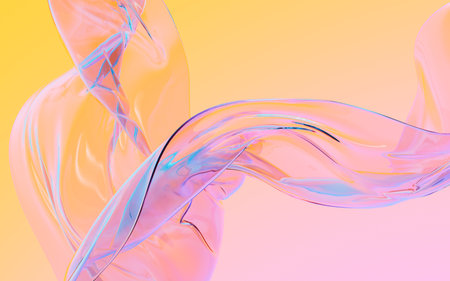 Abstract flowing transparent glass background, 3d rendering. Digital drawing.の写真素材