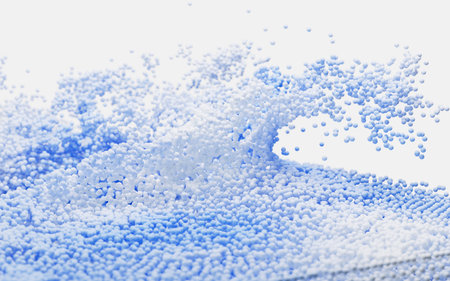 Abstract splash particles and balls, 3d rendering. Digital drawing.の写真素材