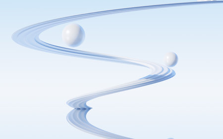 Abstract spiral curves and water surface background, 3d rendering. Digital drawing.の写真素材