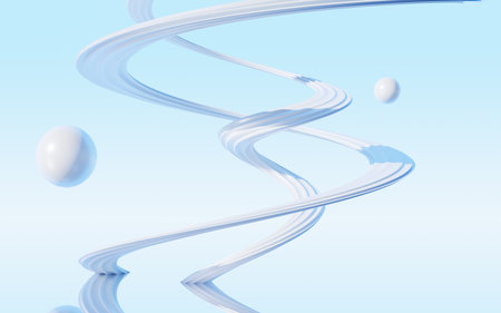 Abstract spiral curves and water surface background, 3d rendering. Digital drawing.の写真素材