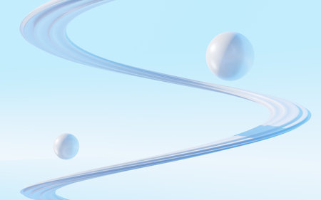 Abstract spiral curves and water surface background, 3d rendering. Digital drawing.の写真素材