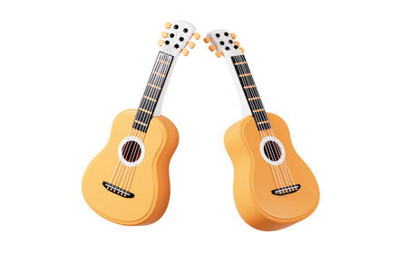 Cartoon guitar model, 3d rendering. Digital drawing.の写真素材