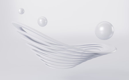 White abstract ring background, 3d rendering. Digital drawing.の写真素材
