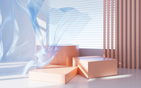 Interior architecture and empty stage, e-commerce background, 3d rendering. Digital drawing.の写真素材