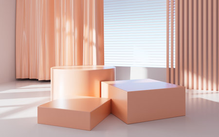 Interior architecture and empty stage, e-commerce background, 3d rendering. Digital drawing.の写真素材