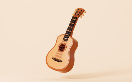 Cartoon guitar model, 3d rendering. Digital drawing.の写真素材