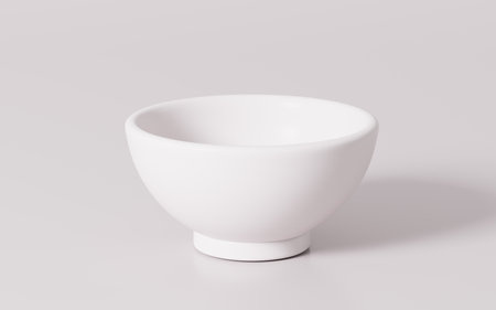 A white bowl in the white background, 3d rendering. Digital drawing.の写真素材