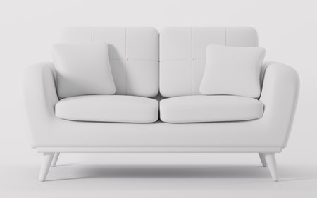 White sofa model, 3d rendering. Digital drawing.の写真素材