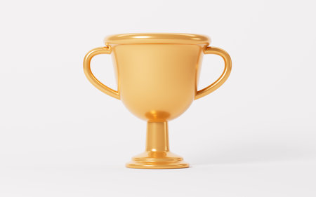 Gold trophy model, 3d rendering. Digital drawing.の写真素材