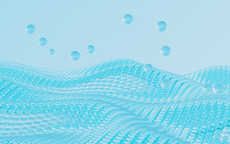 Transparent glass sphere background, 3d rendering. Digital drawing.の写真素材