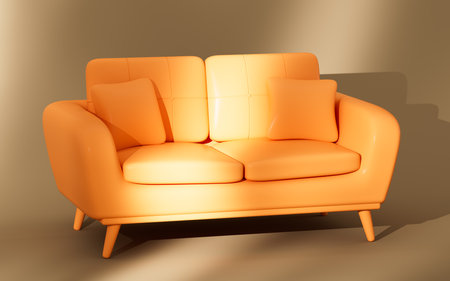 Yellow sofa model, 3d rendering. Digital drawing.の写真素材