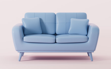 Blue sofa model, 3d rendering. Digital drawing.の写真素材
