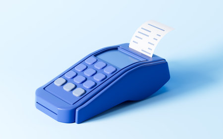 Cartoon pos machine model, pay terminal, 3d rendering. Digital drawing.の写真素材