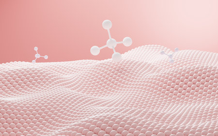 Pink braided fabric background, 3d rendering. Digital drawing.の写真素材