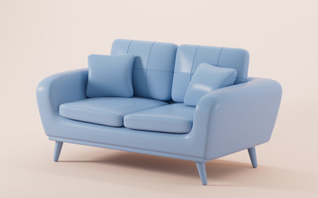 Blue sofa model, 3d rendering. Digital drawing.の写真素材