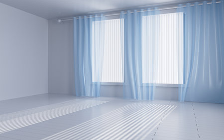 White interior building with windows, 3d rendering. Digital drawing.の写真素材
