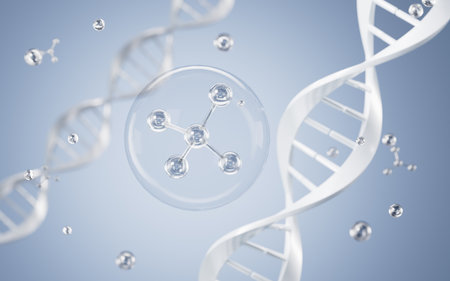 DNA and molecular structure, 3d rendering. Digital drawing.の写真素材