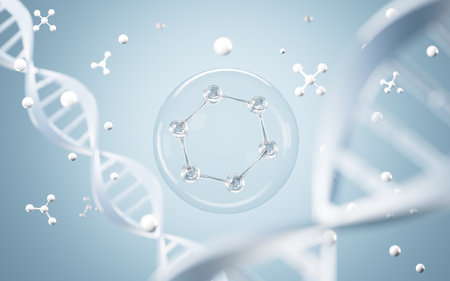DNA and molecular structure, 3d rendering. Digital drawing.の写真素材