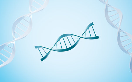DNA in the blue background, 3d rendering. Digital drawing.の写真素材