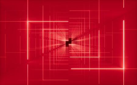 Abstract neon tunnel, 3d rendering. Digital drawing.の写真素材