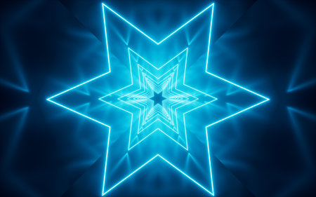 Abstract neon tunnel, 3d rendering. Digital drawing.の写真素材