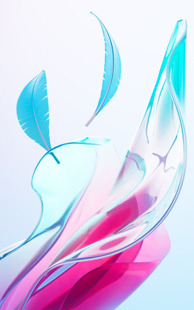 Abstract gradient glass background, 3d rendering. Digital drawing.の写真素材