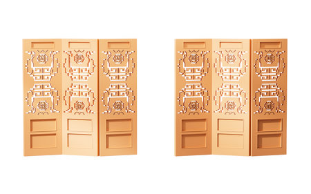 Chinese style folding screen, 3d rendering. Digital drawing.の写真素材