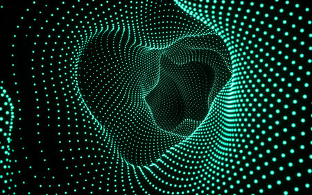 Abstract neon tunnel, neon wormhole, 3d rendering. Digital drawing.の写真素材